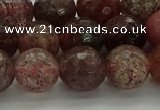 CBQ323 15.5 inches 10mm faceted round strawberry quartz beads