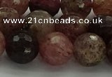 CBQ324 15.5 inches 12mm faceted round strawberry quartz beads