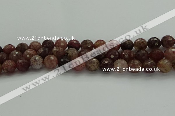 CBQ324 15.5 inches 12mm faceted round strawberry quartz beads