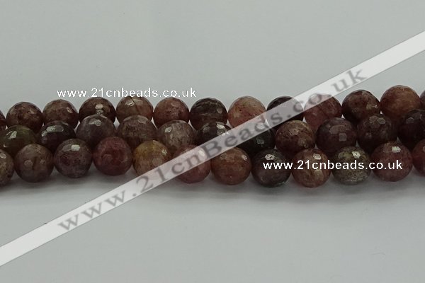 CBQ325 15.5 inches 14mm faceted round strawberry quartz beads