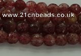 CBQ330 15.5 inches 4mm faceted round strawberry quartz beads