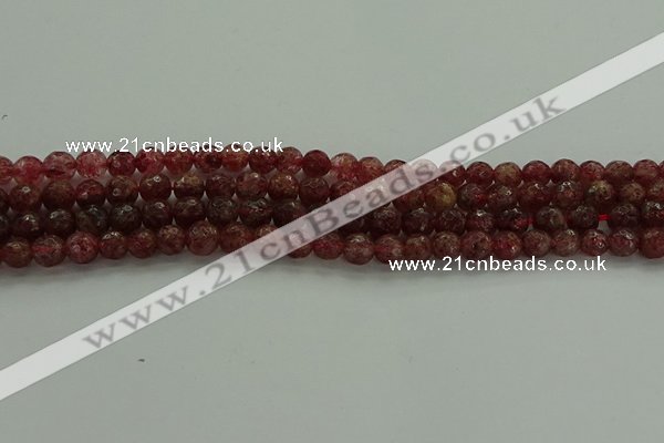 CBQ331 15.5 inches 6mm faceted round strawberry quartz beads