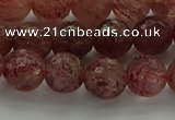 CBQ332 15.5 inches 8mm faceted round strawberry quartz beads