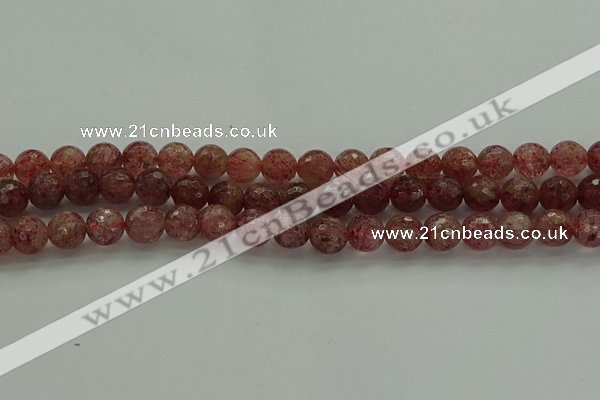 CBQ332 15.5 inches 8mm faceted round strawberry quartz beads