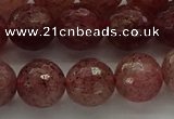 CBQ333 15.5 inches 10mm faceted round strawberry quartz beads