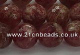 CBQ334 15.5 inches 12mm faceted round strawberry quartz beads