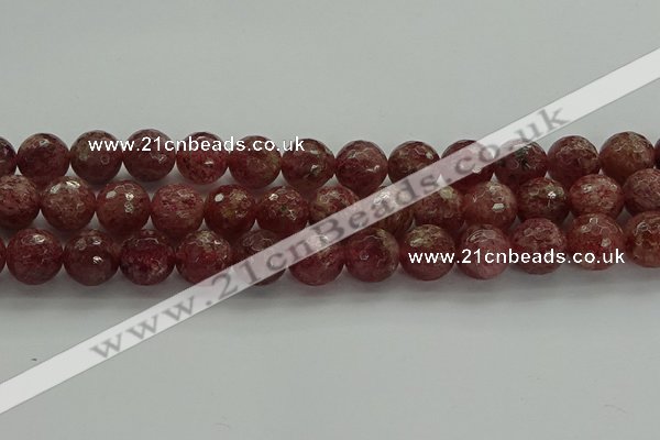 CBQ334 15.5 inches 12mm faceted round strawberry quartz beads