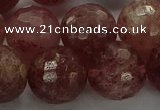 CBQ335 15.5 inches 14mm faceted round strawberry quartz beads