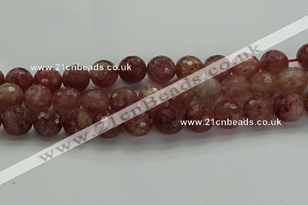 CBQ335 15.5 inches 14mm faceted round strawberry quartz beads