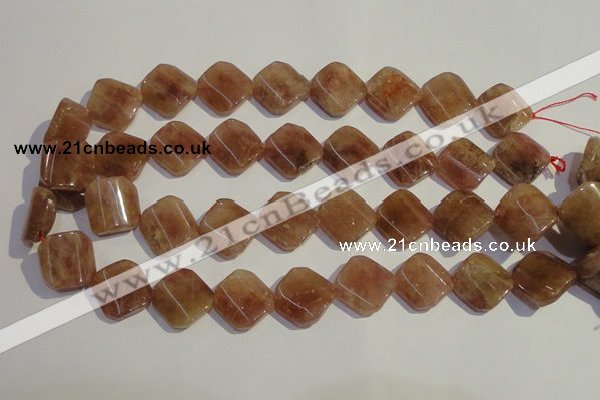 CBQ35 15.5 inches 18*18mm faceted diamond strawberry quartz beads