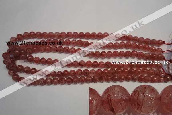 CBQ352 15.5 inches 8mm round natural strawberry quartz beads