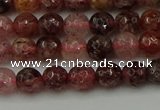 CBQ411 15.5 inches 6mm faceted round strawberry quartz beads
