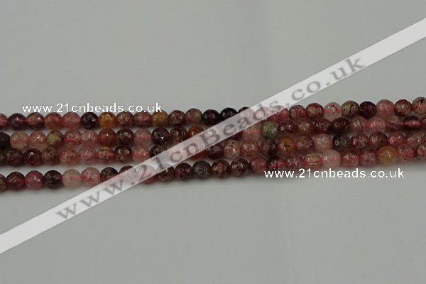 CBQ411 15.5 inches 6mm faceted round strawberry quartz beads