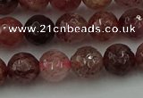 CBQ412 15.5 inches 8mm faceted round strawberry quartz beads