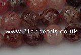 CBQ413 15.5 inches 10mm faceted round strawberry quartz beads