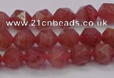 CBQ431 15.5 inches 6mm faceted nuggets strawberry quartz beads