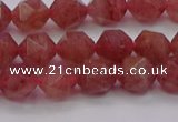 CBQ432 15.5 inches 8mm faceted nuggets strawberry quartz beads