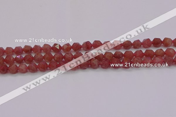 CBQ432 15.5 inches 8mm faceted nuggets strawberry quartz beads