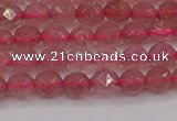 CBQ436 15.5 inches 6mm faceted nuggets strawberry quartz beads