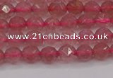 CBQ436 15.5 inches 6mm faceted nuggets strawberry quartz beads