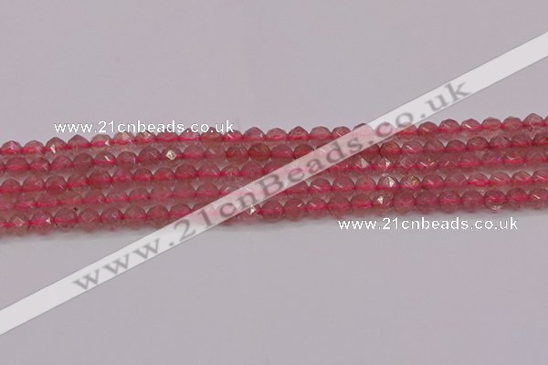 CBQ436 15.5 inches 6mm faceted nuggets strawberry quartz beads