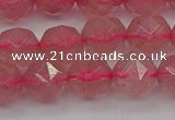 CBQ438 15.5 inches 10mm faceted nuggets strawberry quartz beads