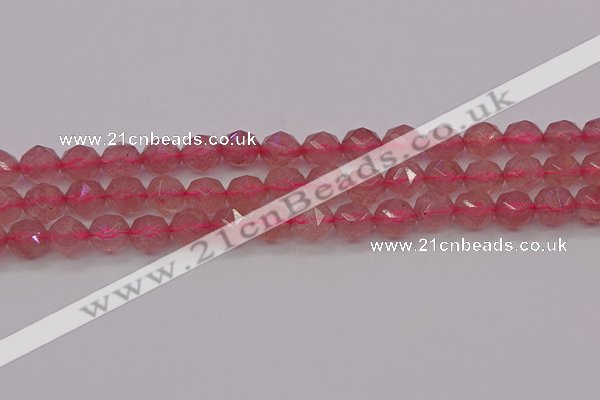 CBQ438 15.5 inches 10mm faceted nuggets strawberry quartz beads