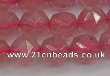 CBQ439 15.5 inches 12mm faceted nuggets strawberry quartz beads