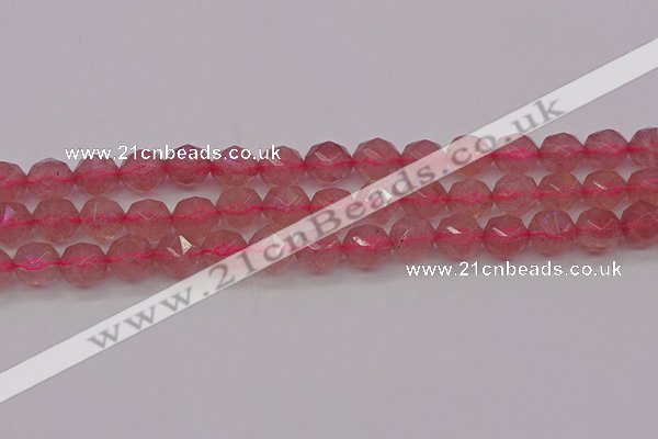 CBQ439 15.5 inches 12mm faceted nuggets strawberry quartz beads