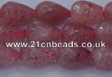 CBQ453 15.5 inches 10*14mm faceted teardrop strawberry quartz beads