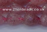 CBQ454 15.5 inches 12*16mm faceted teardrop strawberry quartz beads