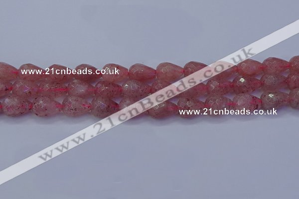 CBQ454 15.5 inches 12*16mm faceted teardrop strawberry quartz beads