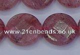 CBQ463 15.5 inches 18mm faceted coin strawberry quartz beads