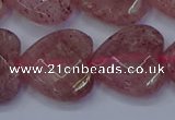 CBQ471 15.5 inches 16mm faceted heart strawberry quartz beads