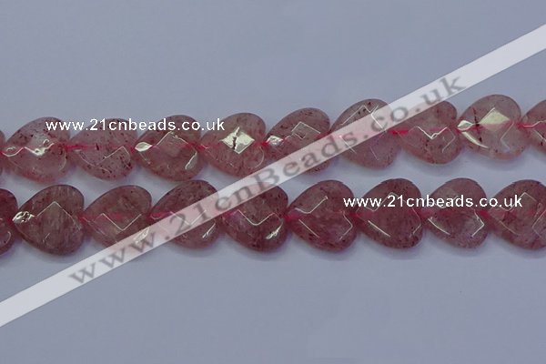 CBQ473 15.5 inches 20mm faceted heart strawberry quartz beads