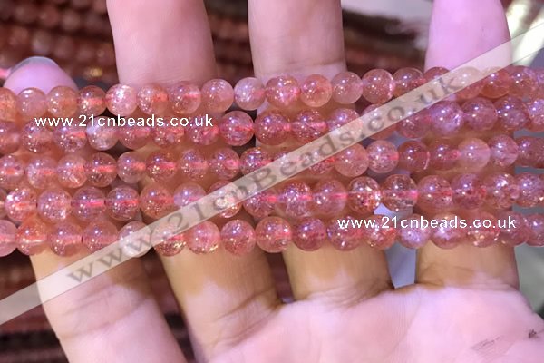 CBQ559 15.5 inches 6mm round golden strawberry quartz beads