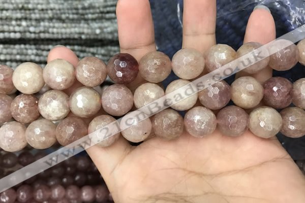 CBQ576 15.5 inches 16mm faceted round strawberry quartz beads