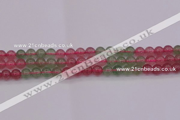 CBQ653 15.5 inches 10mm round mixed strawberry quartz beads