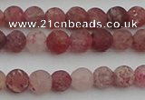 CBQ660 15.5 inches 6mm round matte strawberry quartz beads