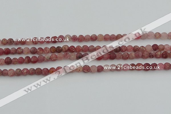 CBQ660 15.5 inches 6mm round matte strawberry quartz beads