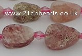 CBQ668 15.5 inches 8*12mm flat teardrop matte strawberry quartz beads