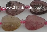 CBQ669 15.5 inches 10*15mm flat teardrop matte strawberry quartz beads