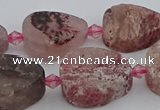 CBQ670 15.5 inches 12*16mm flat teardrop matte strawberry quartz beads