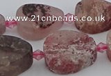 CBQ671 15.5 inches 13*18mm flat teardrop matte strawberry quartz beads