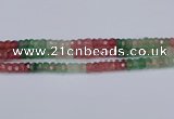 CBQ675 15.5 inches 4*7mm faceted rondelle mixed strawberry quartz beads