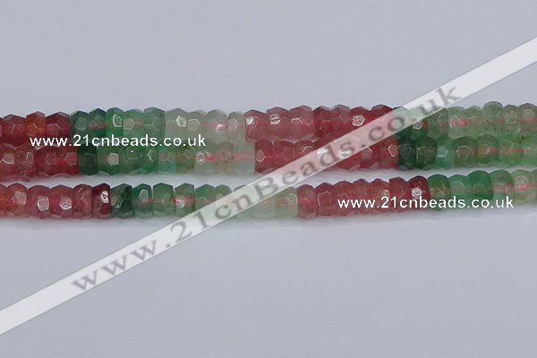 CBQ676 15.5 inches 5*9mm faceted rondelle mixed strawberry quartz beads