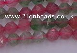 CBQ681 15.5 inches 6mm faceted nuggets mixed strawberry quartz beads