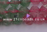 CBQ682 15.5 inches 8mm faceted nuggets mixed strawberry quartz beads