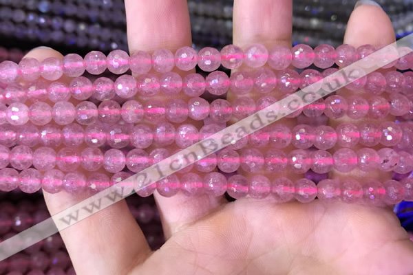 CBQ687 15.5 inches 6mm faceted round strawberry quartz gemstone beads