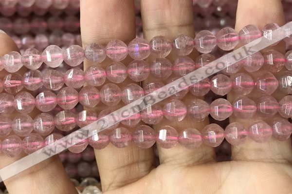 CBQ690 15.5 inches 6mm faceted round strawberry quartz beads